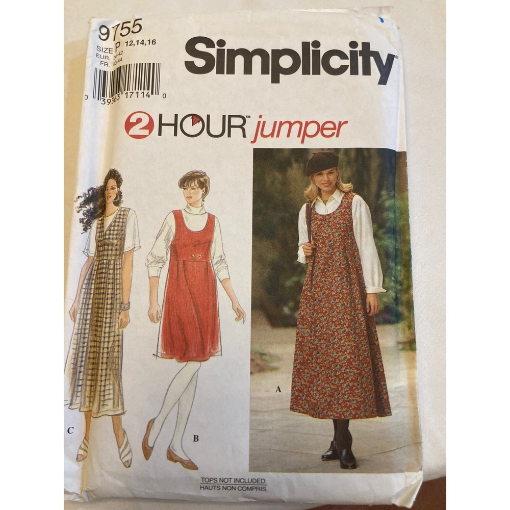 Simplicity 9755 Sewing Pattern Misses Jumper Dress Uncut Size 12 14 16 Vintage